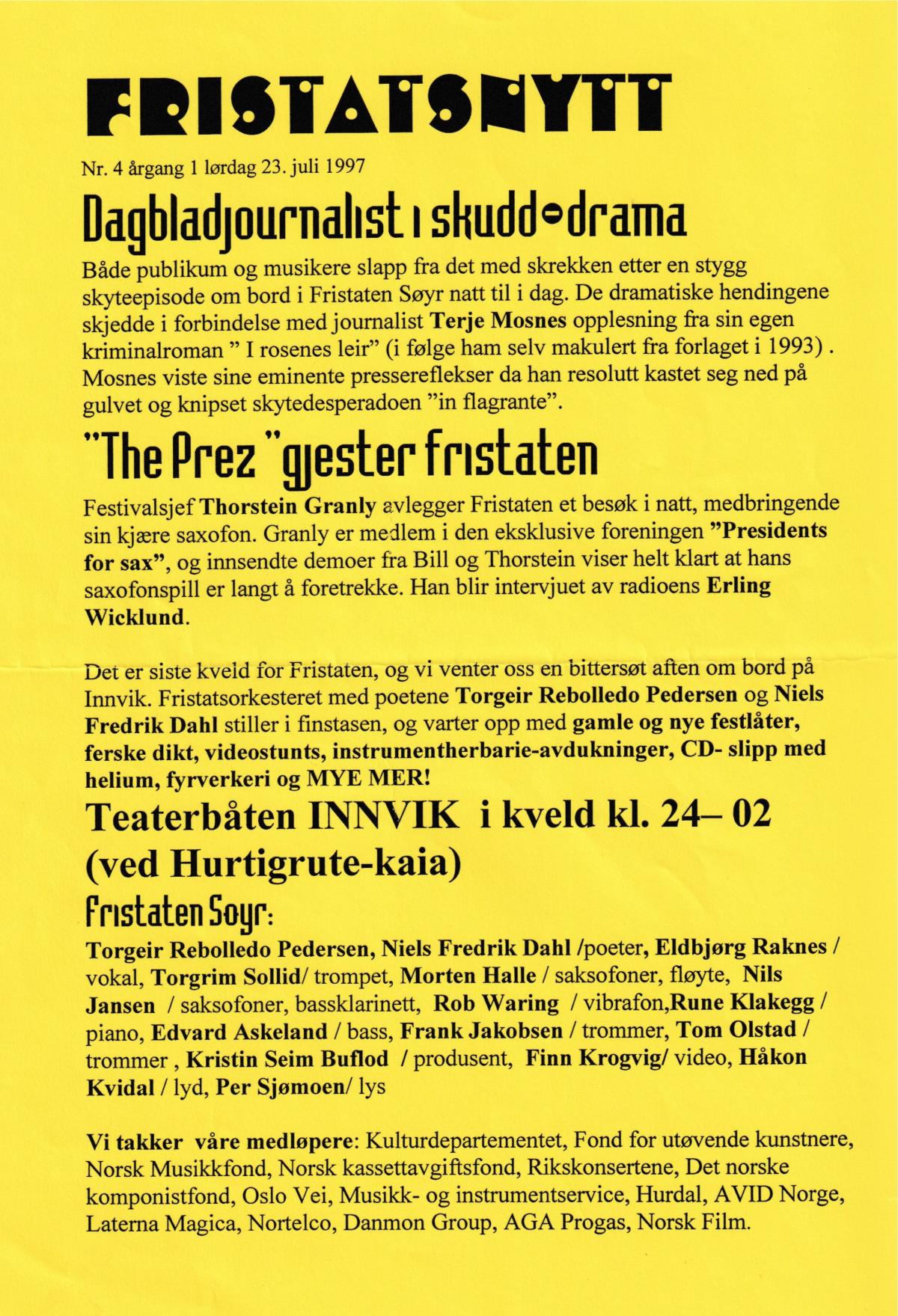 Fristatsnytt nr. 4 Molde Jazzfestival 1997